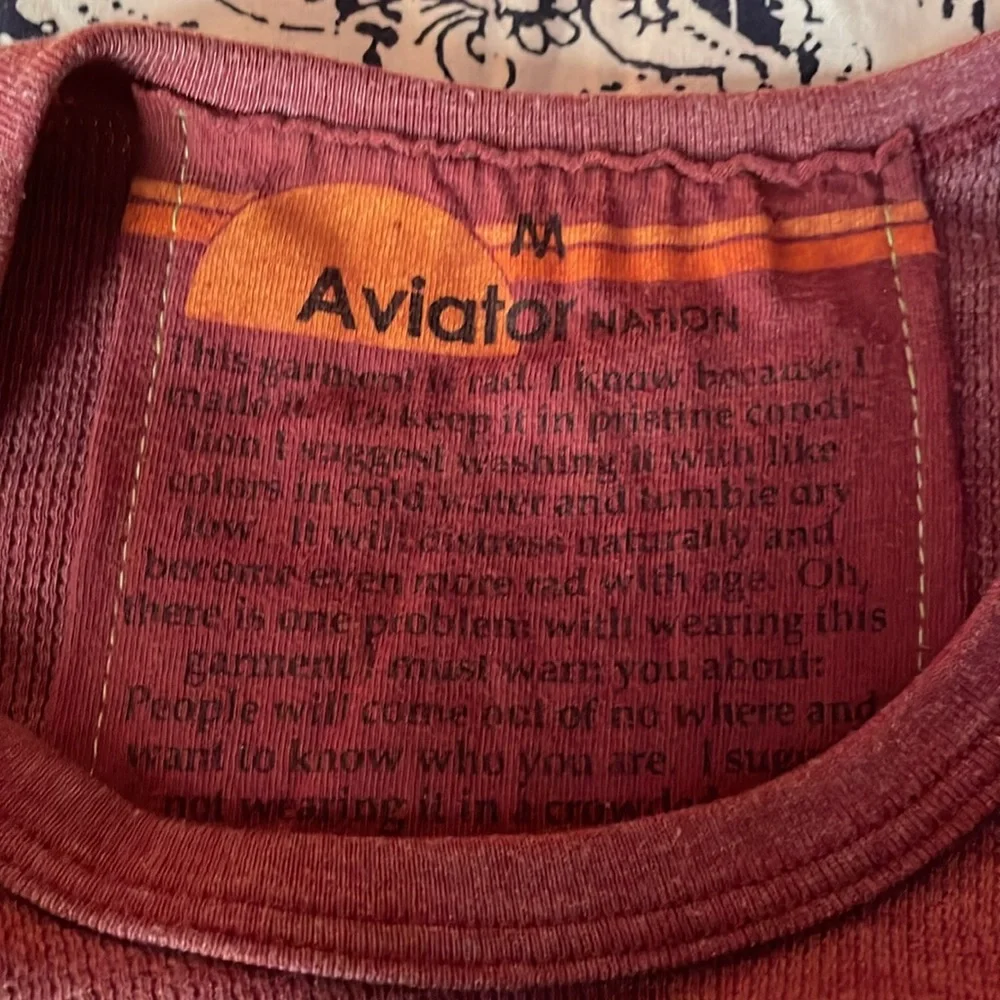 Aviator Nation - thermal bolt long sleeve top - claret - size M unisex - Picture 4 of 7